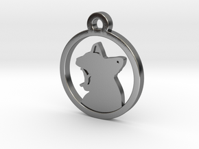 Cat Charm Necklace n16 in Polished Silver