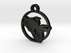 Gold Fish Charm Necklace n27 in Matte Black Steel
