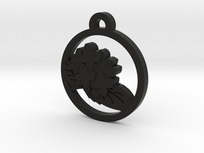 Hydrangea Charm Necklace n70 in Black Natural Versatile Plastic