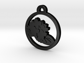 Hydrangea Charm Necklace n70 in Matte Black Steel