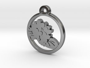 Hydrangea Charm Necklace n70 in Polished Silver