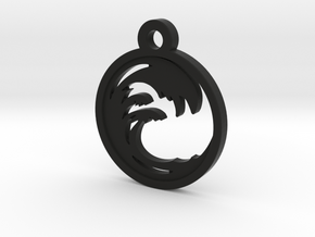 Wave Charm Necklace n68 in Black Natural Versatile Plastic