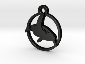 Turtle Charm Necklace in Matte Black Steel