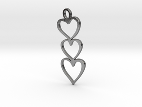 Heart Love Charm Necklace n48 in Polished Silver