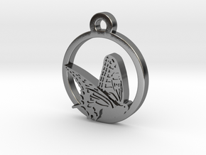  Butterfly Charm Necklace n92 in Polished Silver