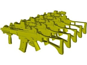 1/50 scale Heckler & Koch G-36C rifles x 5 in Tan Fine Detail Plastic
