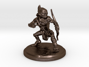 Goblin with bow 25mm in Polished Bronze Steel