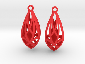 Teardrop shaped earrings in Red Processed Versatile Plastic