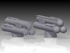 MK32 Torpedo tubes x 2 - 1/350 in Tan Fine Detail Plastic