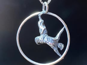 CyrWheel Pendant Pose1 in Fine Detail Polished Silver