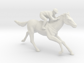 S Scale Jockey and Horse in White Natural Versatile Plastic