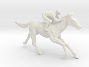 O Scale Jockey and Horse in White Natural Versatile Plastic