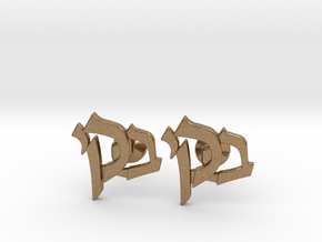 Hebrew Monogram Cufflinks - "Beis Yud Kuf" in Natural Brass