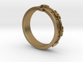 Stargate Ring S in Polished Gold Steel: 6 / 51.5