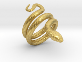 Snake Ring_R02 in Polished Brass: 8 / 56.75