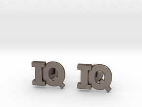 Monogram Cufflinks IQ in Polished Bronzed Silver Steel