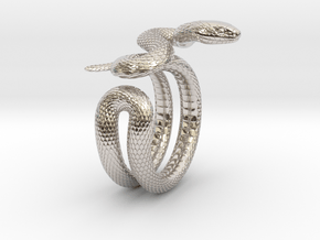 Snake Ring_R03 in Rhodium Plated Brass: 5 / 49
