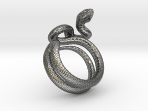 Snake Ring_R03 in Polished Silver: 8 / 56.75