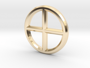 Circle Cross Pendant in 14k Gold Plated Brass