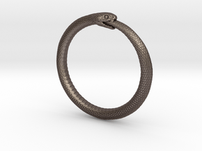 Snake Bracelet_B03 _ Ouroboros in Polished Bronzed-Silver Steel: Medium