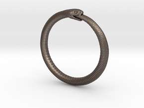 Snake Bracelet_B03 _ Ouroboros in Polished Bronzed-Silver Steel: Large