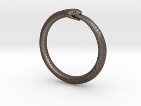 Snake Bracelet_B03 _ Ouroboros in Polished Bronzed-Silver Steel: Extra Small