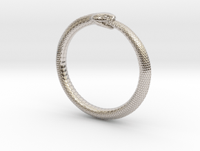 Snake Bracelet_B03 _ Ouroboros in Rhodium Plated Brass: Extra Small