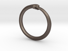Snake Bracelet_B03 _ Ouroboros in Polished Bronzed-Silver Steel: Small