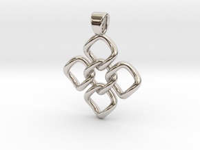 Flower by links [pendant] in Rhodium Plated Brass