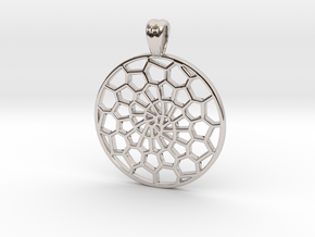 Voronoi's spiral [pendant] in Rhodium Plated Brass