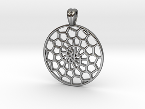 Voronoi's spiral [pendant] in Polished Silver