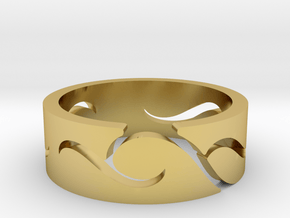 Wavy ring [sizable ring] in Polished Brass