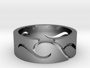 Wavy ring [sizable ring] in Polished Silver