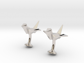 Origami Crane Cufflinks in Platinum