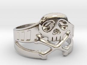 Space Captain Harlock Ring Size 13 in Rhodium Plated Brass