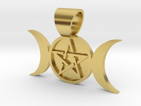 Triple Goddess Pendant in Polished Brass