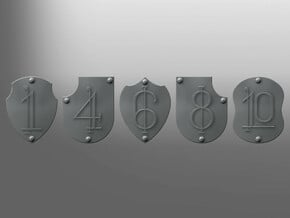 Insigna shield (Numbers 1 to 10) in Tan Fine Detail Plastic