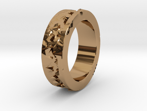 Silver Crystals Ring in Polished Brass