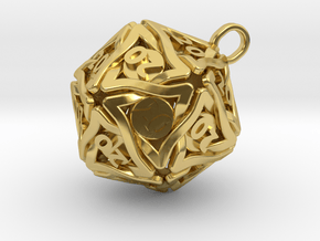 D20 Keychain 'Twined' - All 20's version in Polished Brass