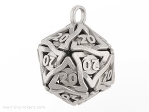 D20 Keychain 'Twined' - All 20's version in Polished Bronzed-Silver Steel