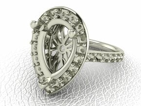 Pear-shaped halo engagement ring, NO STONES SUPPL in 14k White Gold