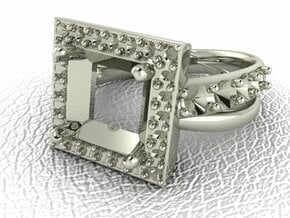 Princess cut halo engagement ring, NO STONES SUPPL in 14k White Gold