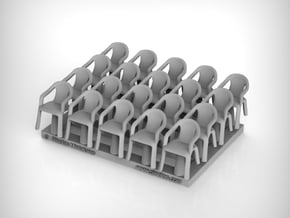 Plastic Chair 01 . 1:72 Scale in Tan Fine Detail Plastic