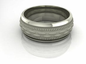 Patterned gents band  in Fine Detail Polished Silver