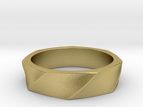 Heptagon Twist Ring in Natural Brass: 5 / 49