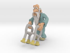 Old man and walker  in Full Color Sandstone