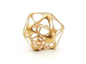 Icosahedron-dodecahedron Pendant - Yin in Natural Brass (Interlocking Parts)
