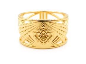 Sri Yantra Ring in 18k Gold Plated Brass: 5.5 / 50.25