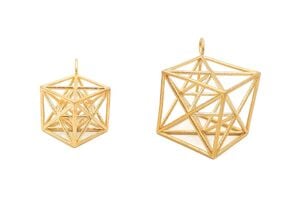 Metatron's Cube Pendant in Natural Brass: Large