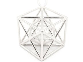 Metatron's Cube Pendant in Polished Silver: Small